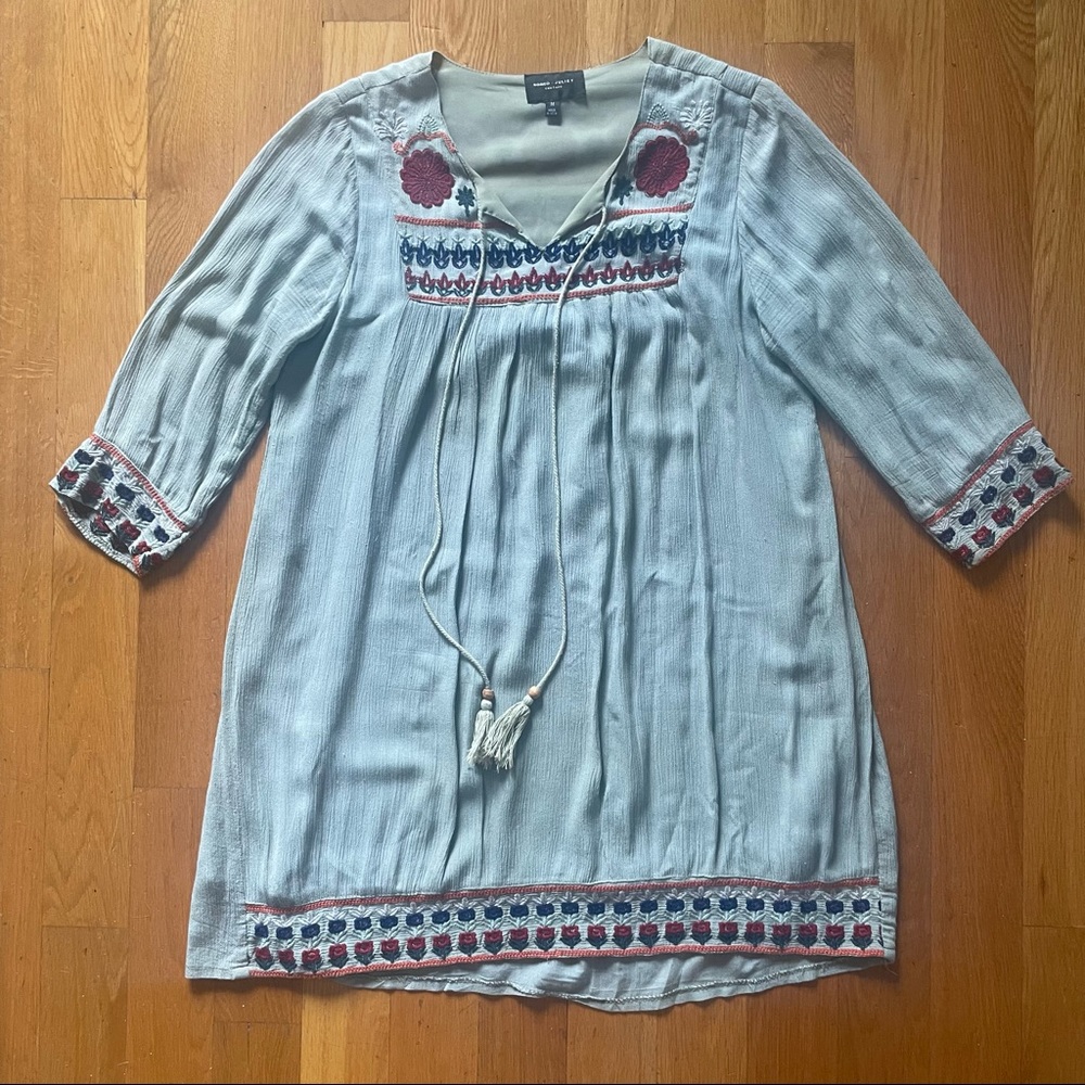 Boho Realness Flower Embroidered Dress Medium